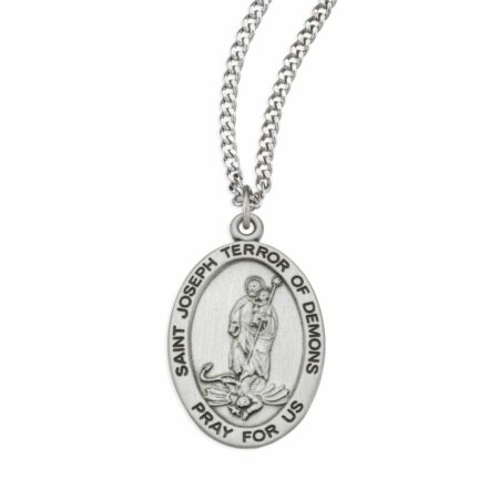 Saint Joseph Terror of Demons Oval Sterling Silver  Medal