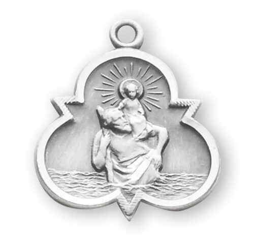 Saint Christopher Sterling Silver Trinity Symbol Medal - Image 2