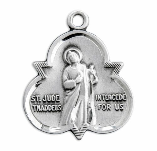 Saint Jude Thaddeus Sterling Silver Trinity Symbol Medal - Image 2