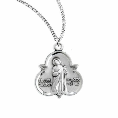 Saint Jude Thaddeus Sterling Silver Trinity Symbol Medal