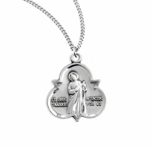 Saint Jude Thaddeus Sterling Silver Trinity Symbol Medal