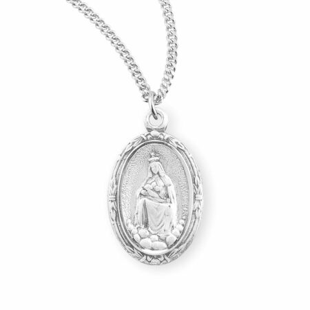 Our Lady of Laleche Oval English Version Sterling Silver Medal
