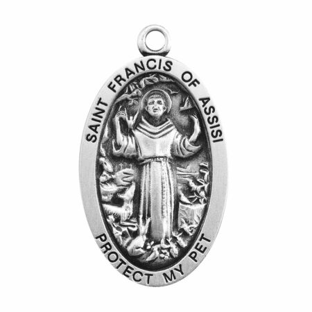 Saint Francis of Assisi Oval Sterling Silver Pet Medal