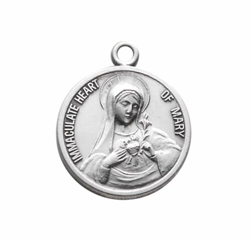 Immaculate Heart of Mary Round Sterling Silver Medal - Image 2