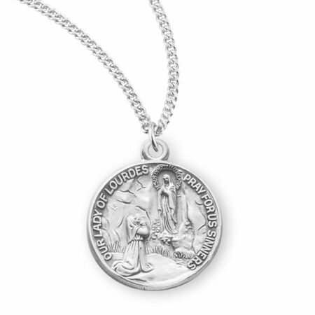 Our Lady of Lourdes Round Sterling Silver Medal