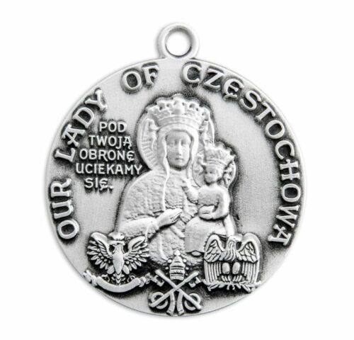 Our Lady of Czestochowa Round Sterling Silver Medal - Image 2