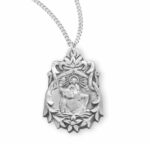 Saint Christopher Floral Bordered Sterling Silver Medal