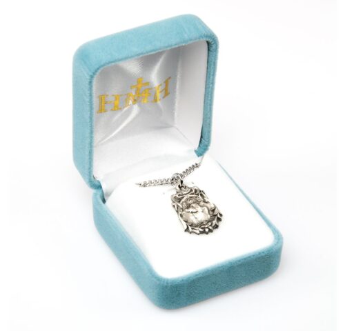Saint Christopher Floral Bordered Sterling Silver Medal - Image 3