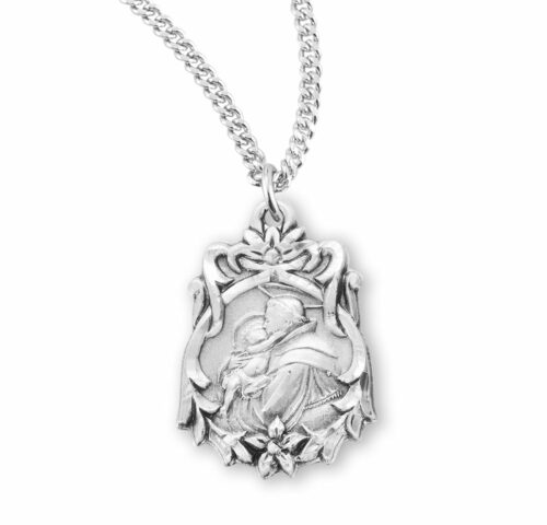 Saint Anthony Floral Bordered Sterling Silver Medal