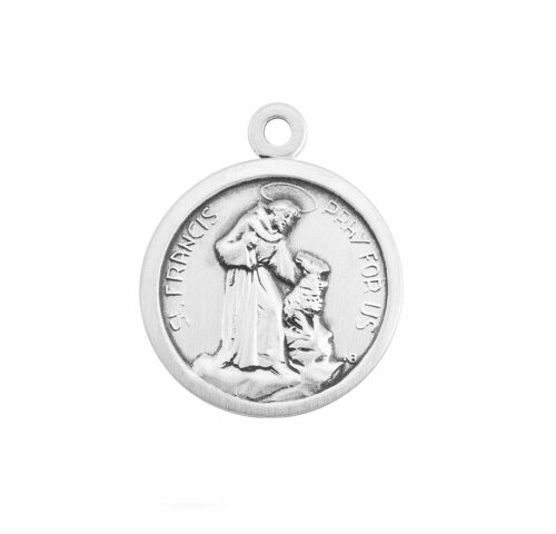 Saint Francis of Assisi Round Sterling Silver Medal - Image 2