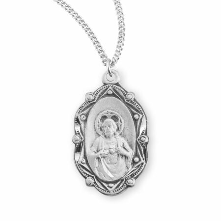 Sacred Heart of Jesus Sterling Silver Scapular Medal