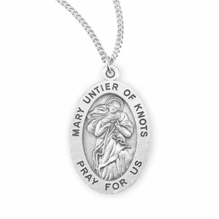 Mary Untier of Knots Oval Sterling Silver Medal