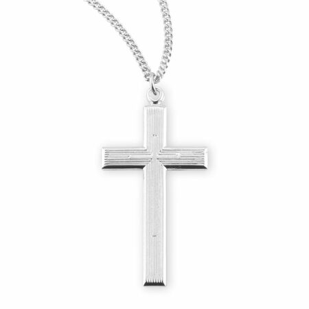 Sterling Silver Cross with High Polished Inlayed Cross