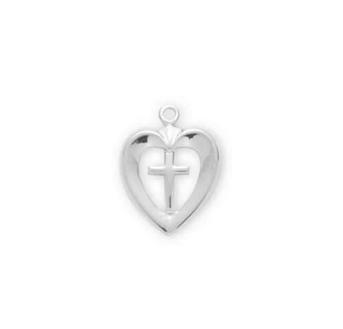 Sterling Silver Cross in an Open Heart Pendant - Image 2