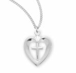 Sterling Silver Cross in an Open Heart Pendant