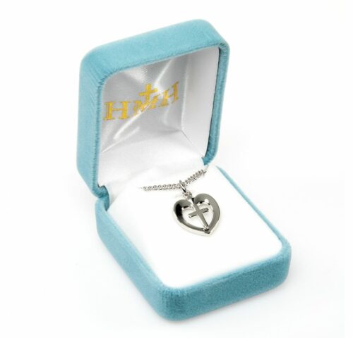 Sterling Silver Cross in an Open Heart Pendant - Image 3