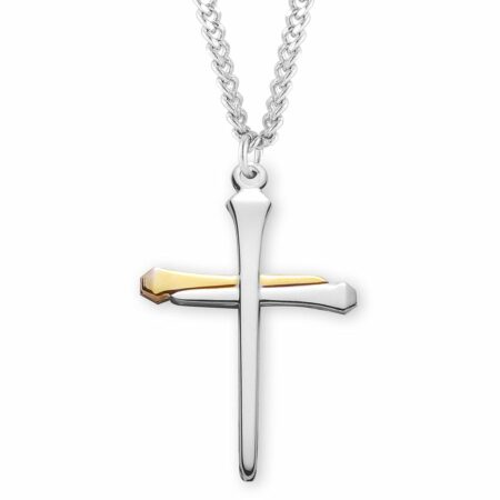 Two-Tone Sterling Silver Nail Cross