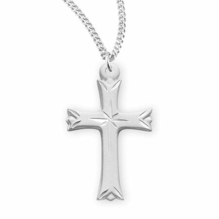 Sterling Silver Engraved Tip Cross