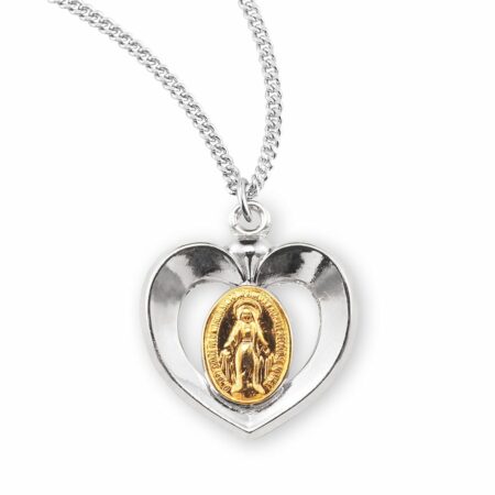 Sterling Silver Oval Two-Tone Miraculous Medal