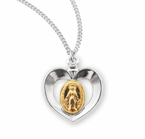 Sterling Silver Oval Two-Tone Miraculous Medal