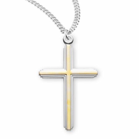 Two-Tone Sterling Silver Inlay Cross