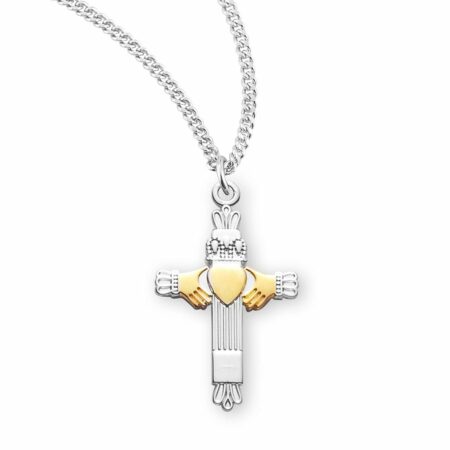 Two-Tone Sterling Silver Claddagh Cross