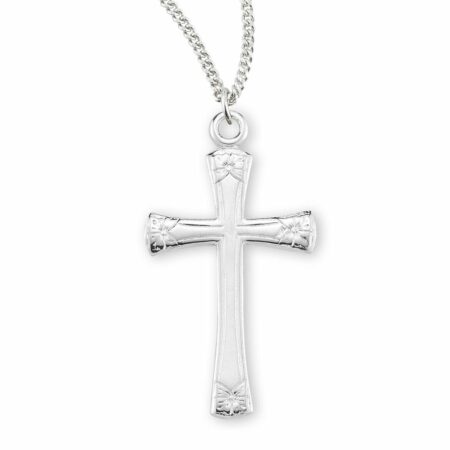 Flower Tipped Sterling Silver Cross