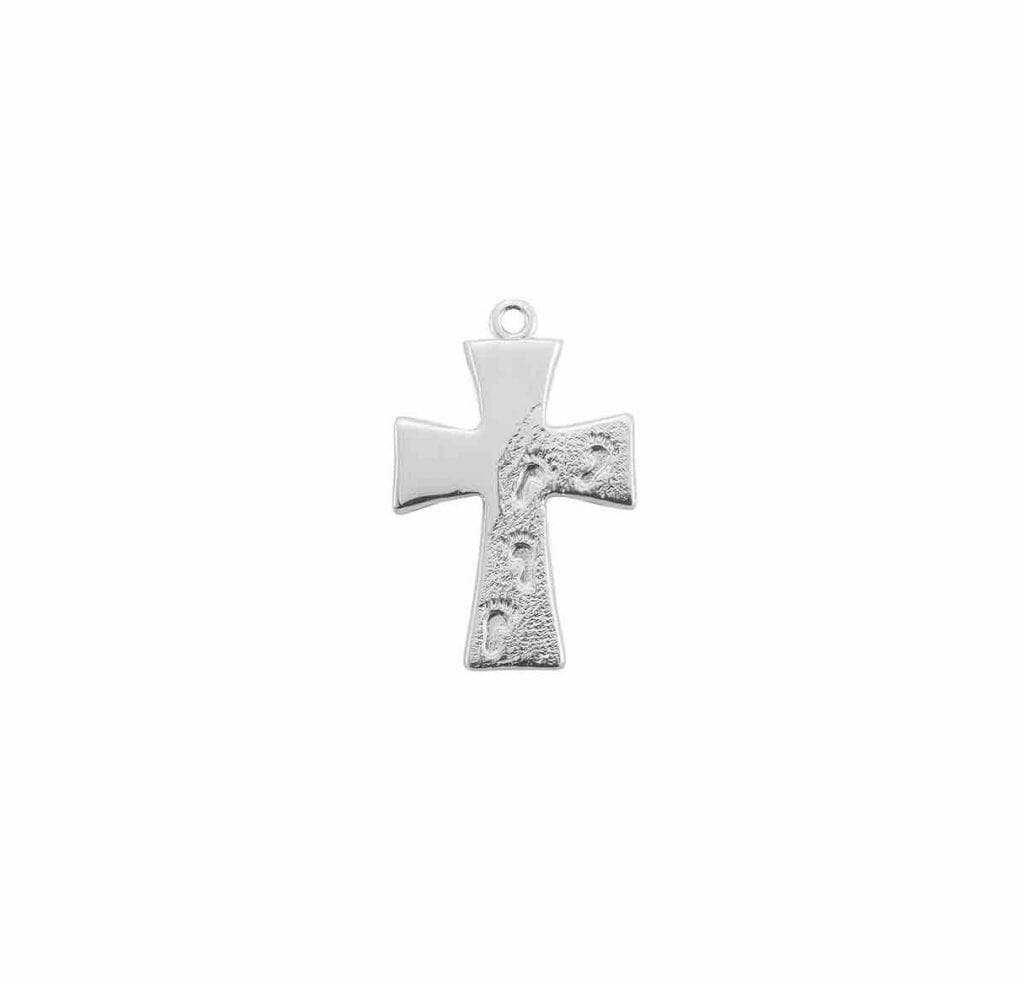 Sterling Silver Footprints in the Sand Cross - Buy Religious Catholic Store