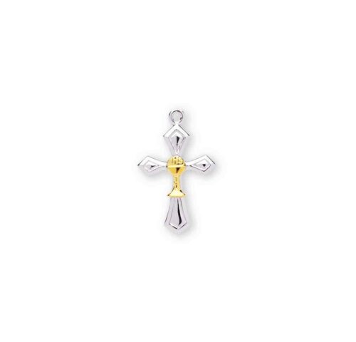 Two-Tone Sterling Silver Cross with a Chalice - Image 2