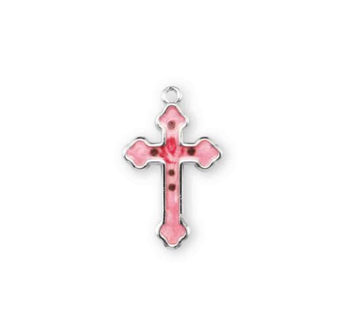 Sterling Silver Pink Enameled Cross - Image 2