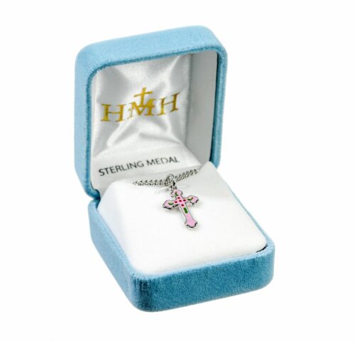 Sterling Silver Pink Enameled Cross - Image 3