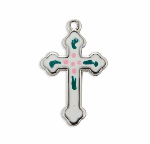 Sterling Silver White Enameled Cross - Image 2