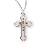 Sterling Silver White Enameled Cross