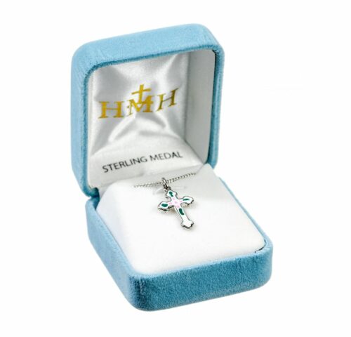 Sterling Silver White Enameled Cross - Image 3