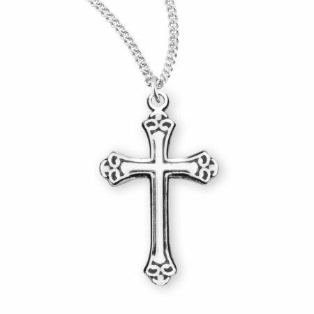 Swirl Tip Black Enameled Sterling Silver Cross