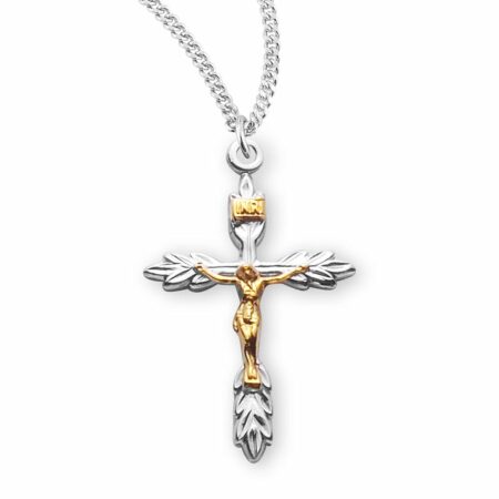 Sterling Silver Two Toned Wheat Crucifix