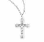 Floret Tipped Sterling Silver Crucifix