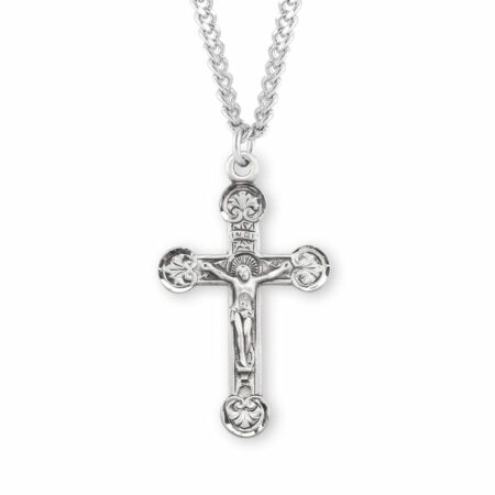 Floret Tipped Sterling Silver Crucifix