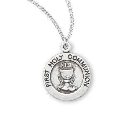 First Communion Round Sterling Silver Medal