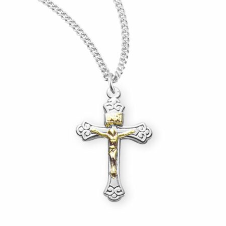 Sterling Silver Tapered Two Toned Crucifix
