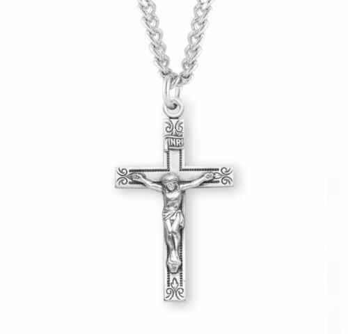 Swirl Design Sterling Silver Crucifix