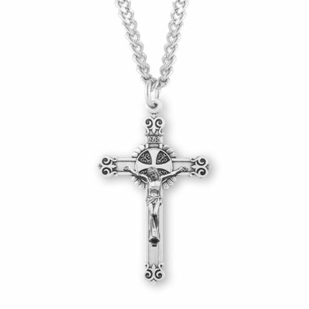 Sterling Silver Swirl Tip Crucifix