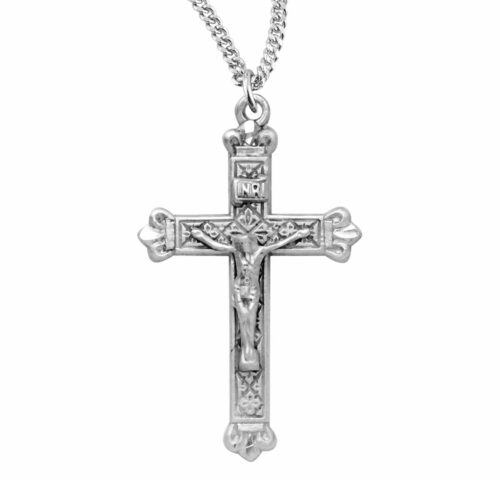 Budded Tip Sterling Silver Crucifix