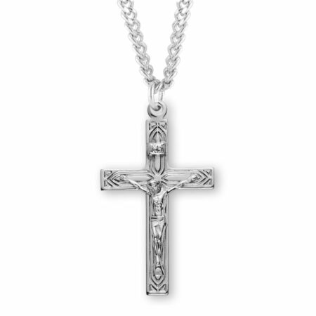 Art Deco Style Sterling Silver High Polished Crucifix