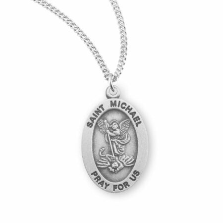 Saint Michael Archangel Oval Sterling Silver Medal