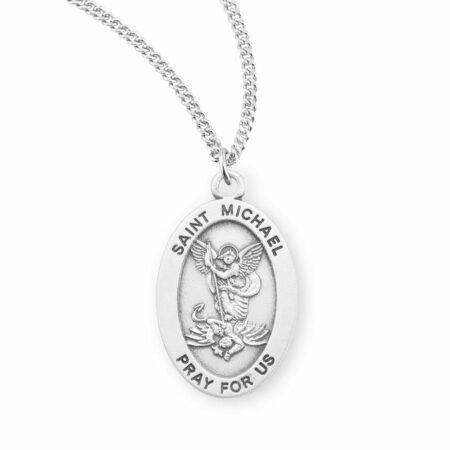 Saint Michael Archangel Oval Sterling Silver Medal