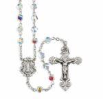 Sterling Silver Rosary handmade with Swarovski Crystal 6mm Aurora Borealis Helix Shape Beads by HMH