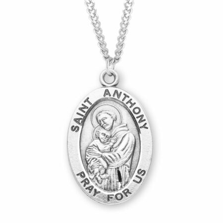 Patron Saint Anthony Oval Sterling Silver Medal