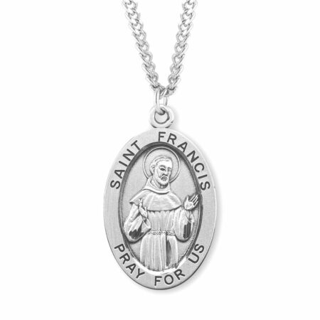 Patron Saint Francis of Assisi Oval Sterling Silver Medal