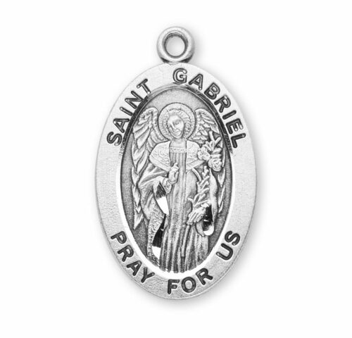 Patron Saint Gabriel Oval Sterling Silver Medal - Image 2